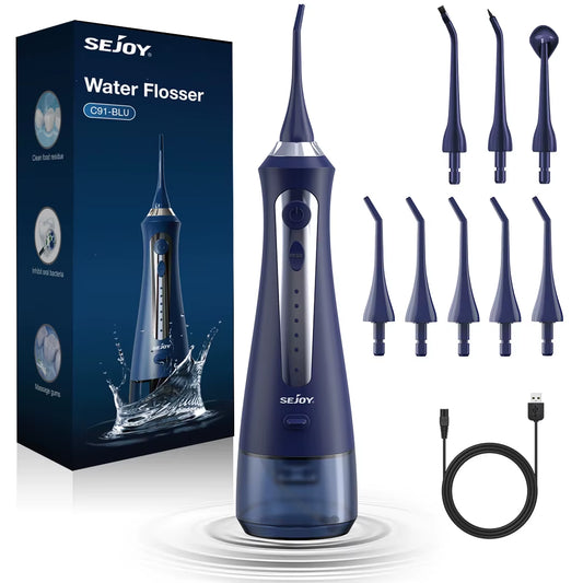 Oral Irrigator Dental Water Flosser Thread Teeth Pick Mouth Washing Machine 8 Nozzels 5 Modes USB Rechargeable 270Ml Tank